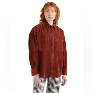 Levi’s Elliot Utility Corduroy Shirt Fired Brick XL Oversized Button Up Shacket